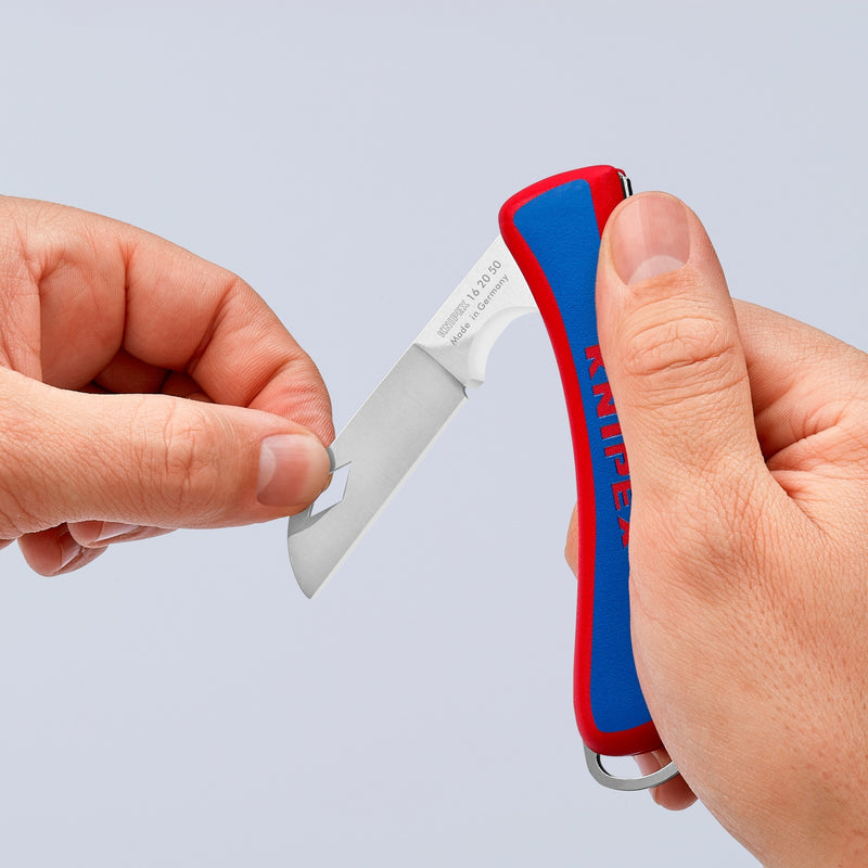 Load image into Gallery viewer, Knipex electriciën zakmes 16 20 50 sb (rood blauw, lengte 120mm)
