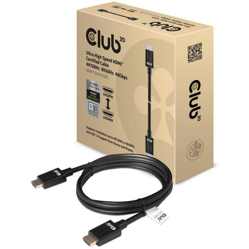 Load image into Gallery viewer, Club 3d gecertificeerde ultra high speed hdmi 2.1 kabel (zwart, 1,5 meter, 8k)
