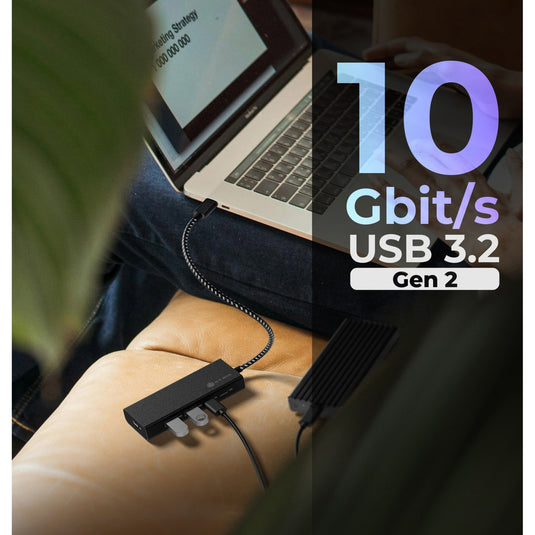 Icy box ib-hub1436-cpd usb-hub (zwart, 2x usb-a, 2x usb-c)
