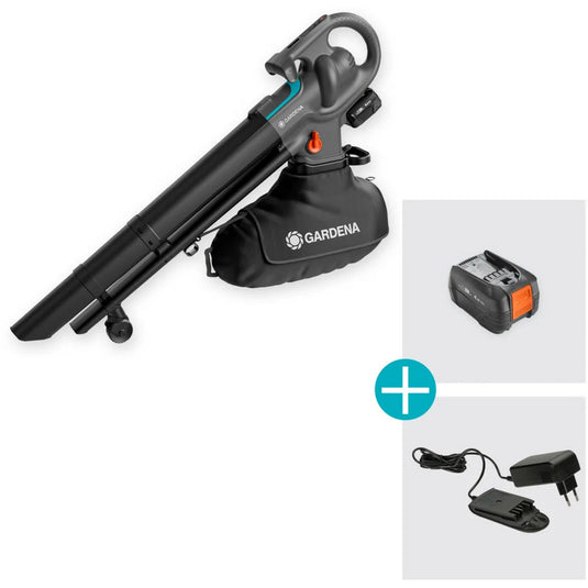 Gardena stofzuiger -blazer powerjet collect bladzuiger bladblazer (grijs zwart, 18v p4a-accu en oplader inbegrepen)