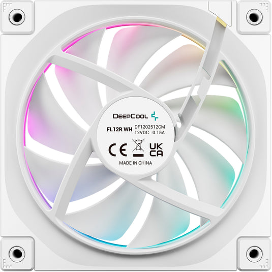 Deepcool fl12r rgb case fan (wit, 120 x 120 x 25 mm, pwm)