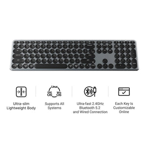 Keychron b5 pro-k1 toetsenbord (grijs, us lay-out (qwerty), scissor switches, 100%, abs keycaps, 2.4 ghz bluetooth usb)