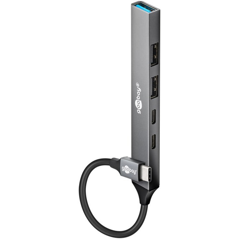 Load image into Gallery viewer, Goobay slanke usb-hub met 5 poorten, usb-c naar usb-c usb-a, 5 gbit s (lichtgrijs)
