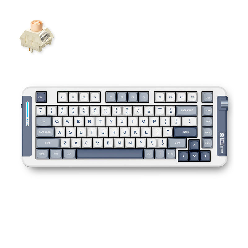 Afbeelding laden in galerijviewer, Mchose x75 navy blue icy creamsicle wireless gasket mount mechanical rgb toetsenbord (wit, us lay-out (qwerty), kailh box icy creamsicle, 75%, rgb, hot swap, double-shot pbt, draadloos | bluetooth | usb-c)
