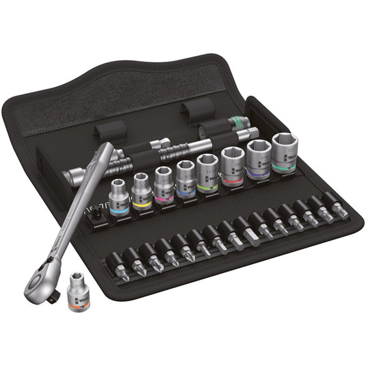 Wera 8100 sa 11 zyklop metal-ratelset, 28‑delig gereedschapsset (omschakelpal, 1 4 -aandrijving)