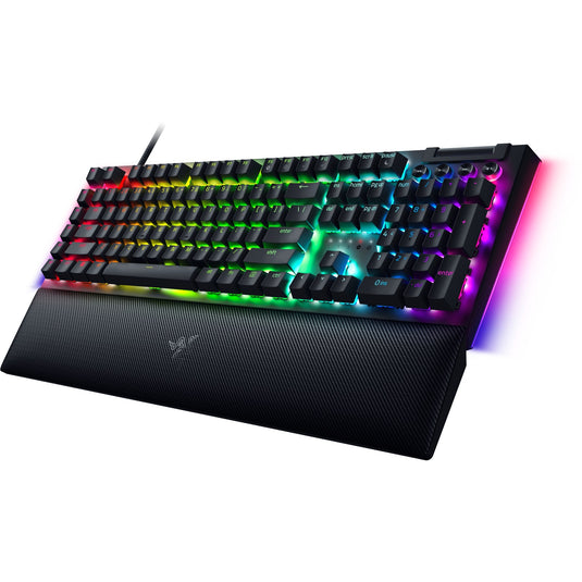 Razer blackwidow v4 rgb mechanisch gaming toetsenbord (zwart, us lay-out (qwerty), yellow, 100%)