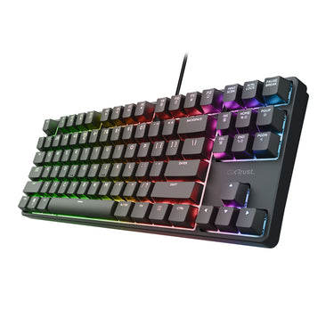Trust gxt 864 cada compact mechanisch tkl-gamingtoetsenbord (zwart, us lay-out (qwerty), huano brown, rgb)