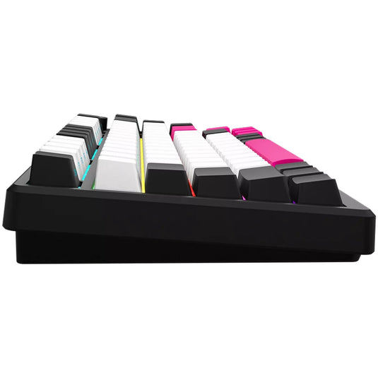 Lorgar kbp7075w rgb mechanisch gaming toetsenbord (zwart, us lay-out (qwerty), logar toxic purple, 75%, rgb, hot-swappable, pbt double-shot, bluetooth | 2.4ghz | usb)