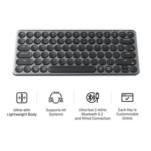 Keychron b3 pro-k1 toetsenbord (grijs, us lay-out (qwerty), scissor switches, 75%, abs keycaps, 2.4 ghz | bluetooth | usb)