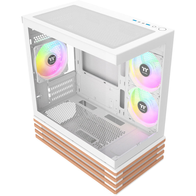 Load image into Gallery viewer, Thermaltake view 170 ws argb mini tower behuizing (wit houtkleur | 2x usb-a | rgb | tempered glass)
