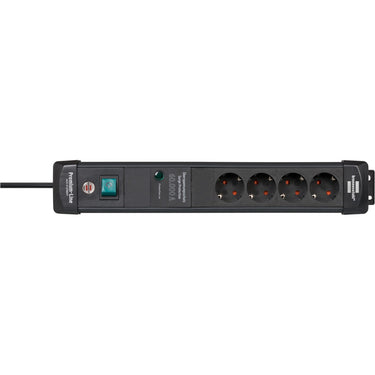 Brennenstuhl premium-line 60.000a stekkerdoos met overspanningsbeveiliging 4-voudig zwart 1,8m h05vv-f 3g1,5