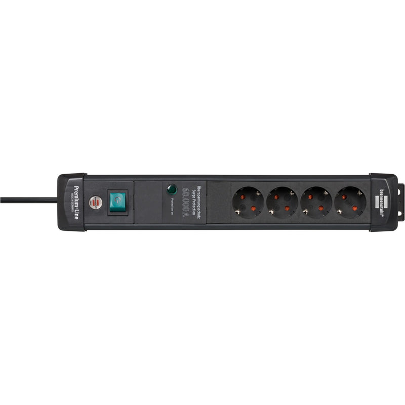 Load image into Gallery viewer, Brennenstuhl premium-line 60.000a stekkerdoos met overspanningsbeveiliging 4-voudig zwart 1,8m h05vv-f 3g1,5
