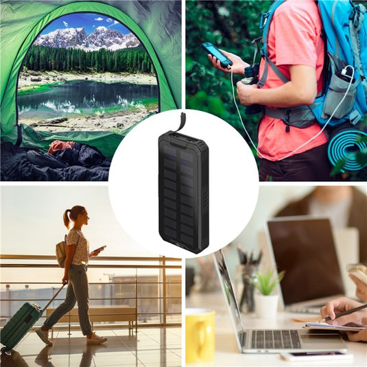 Goobay outdoor solar power bank 20,000 mah with power delivery powerbank (zwart)