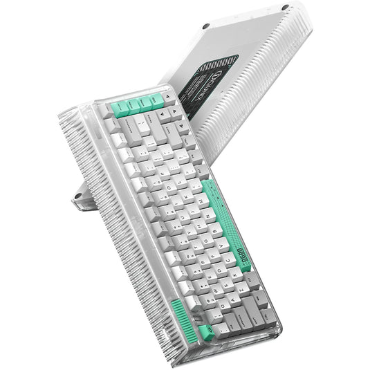 Iqunix og80 wormhole wireless mechanical keyboard, gaming toetsenbord (grijs groen, us lay-out, cherry mx brown, rgb leds, 80% (tkl), hot-swappable, pbt, 2.4ghz | bluetooth 5.1 | usb-c)