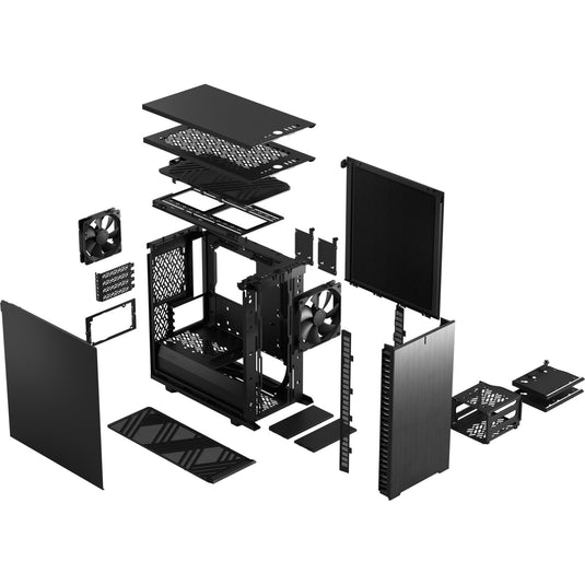Fractal design define 7 mini black solid midi tower behuizing (zwart | 4x usb-a | 1x usb-c)