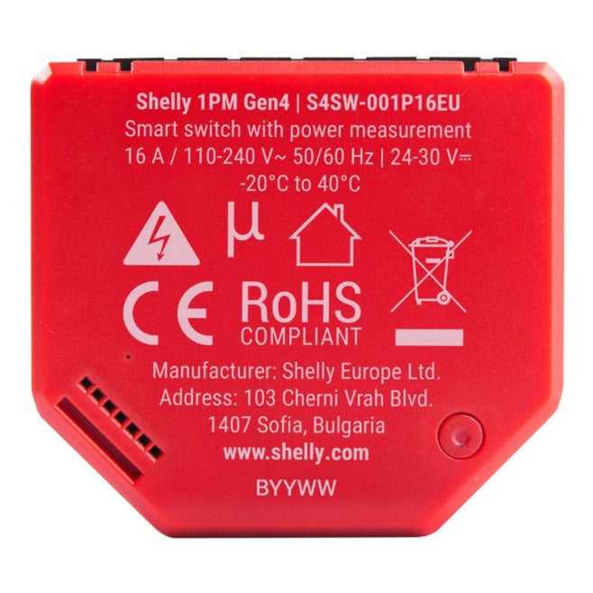 Load image into Gallery viewer, Shelly 1pm gen4 relais (rood, bluetooth, wi-fi)
