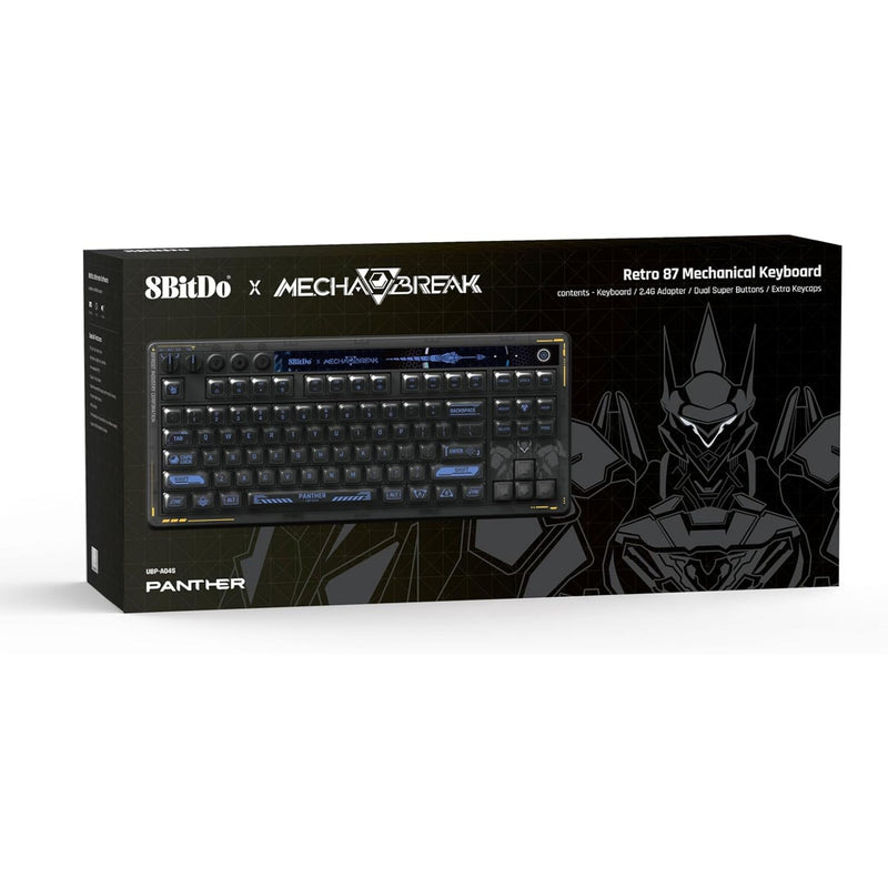 Afbeelding laden in galerijviewer, 8bitdo retro 87 mechanical keyboard - mecha break (zwart, us lay-out (qwerty), kailh box jellyfish pro glaze, 80% (tkl), abs keycaps, hot-swap, bluetooth le 5.0, wireless 2.4ghz, usb)
