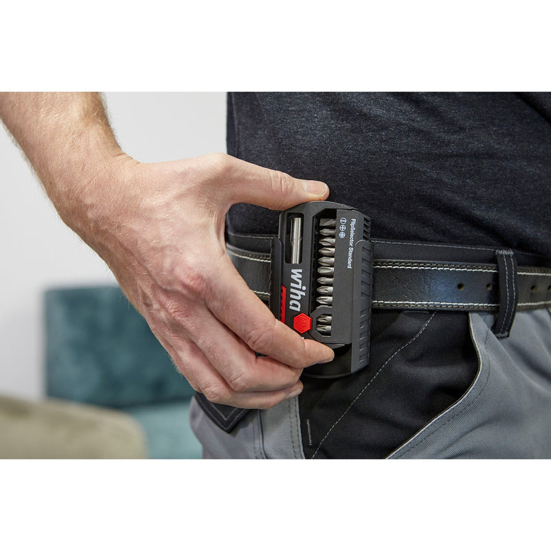 Load image into Gallery viewer, Wiha bitset flipselector standard 25 mm (zwart rood, phillips, pozidriv, torx® 13-delig 1 4 c6,3 met riemclip)
