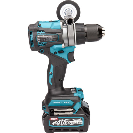 Makita 40 v max boor- schroefmachine xgt df001gd201 schroeftol (blauw zwart, mbox, oplader en 2 accu's (2,5 ah) inbegrepen)