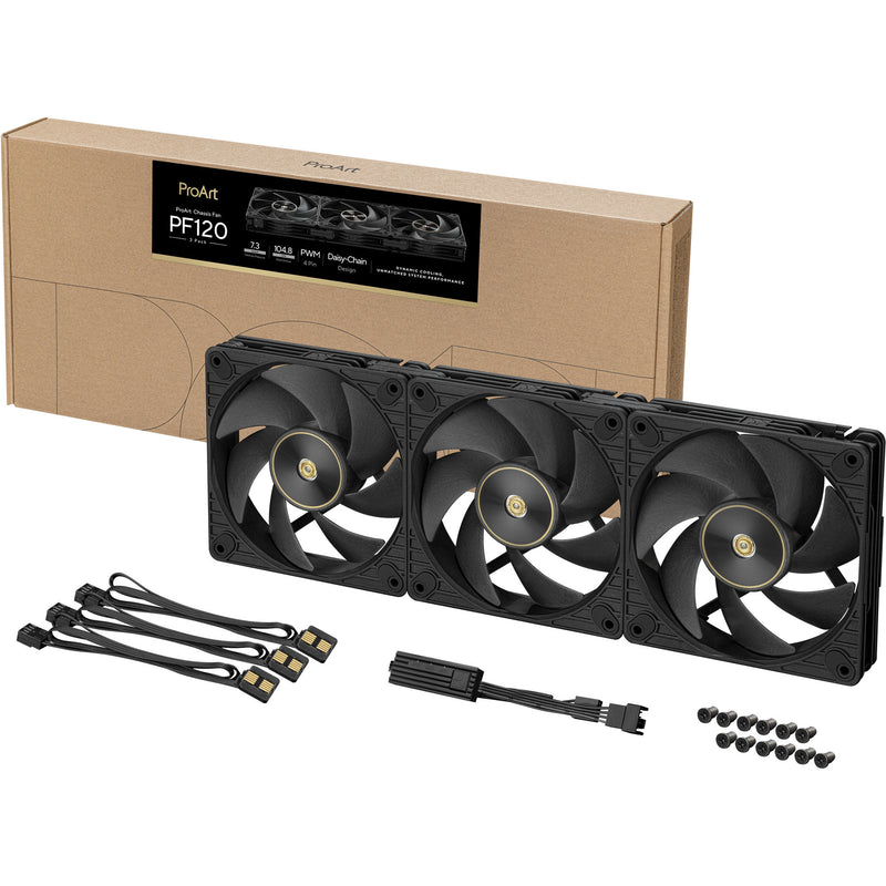 Load image into Gallery viewer, Asus proart pf120 fan - triple pack case fans (zwart, 3 stuks, 120 x 120 x 28 mm, 3 stuks)
