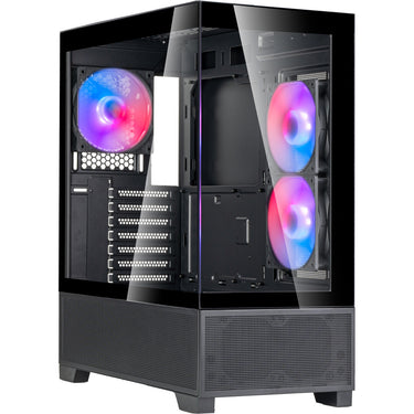 Silverstone lucid 05 mini tower behuizing (zwart | 2x usb-a | 1x usb-c | rgb | tempered glass)
