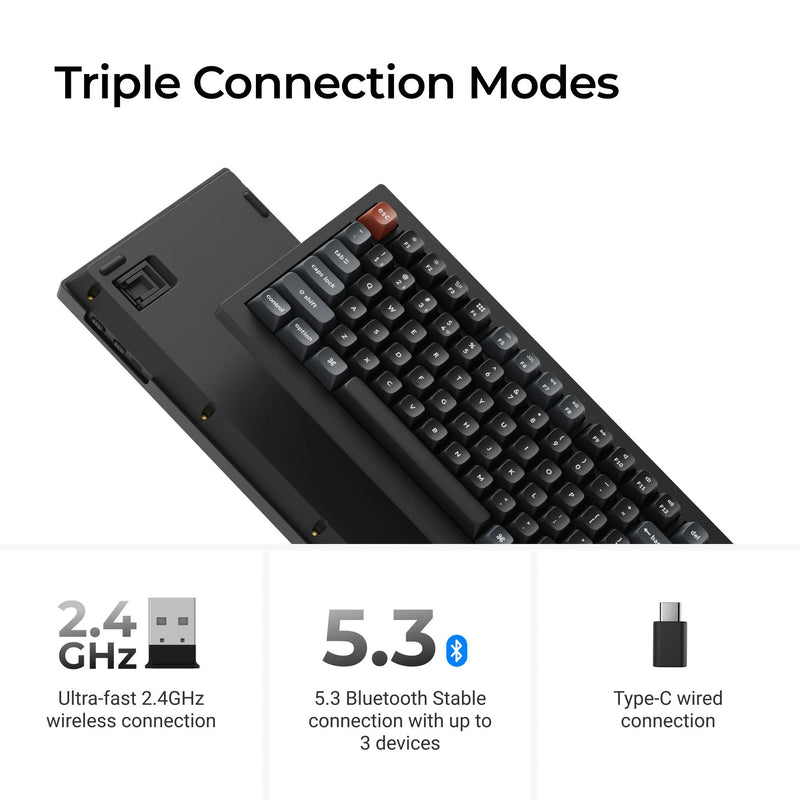 Load image into Gallery viewer, Keychron v5 ultra 8k wireless custom mechanical keyboard (zwart, us lay-out (qwerty), silk pom brown, 96%, rgb, hot swap, 2.4 ghz | bluetooth 5.3 | usb-c)
