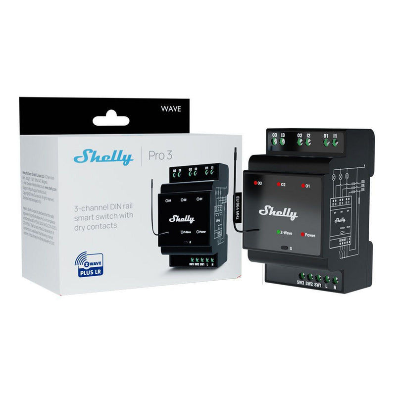Load image into Gallery viewer, Shelly qubino wave pro 3 relais (zwart, z-wave)
