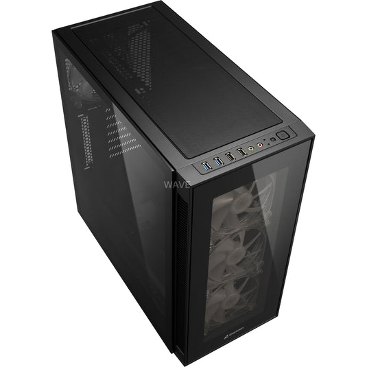 Sharkoon tg5 pro rgb midi tower behuizing (zwart | 4x usb-a | rgb | tempered glass)