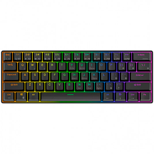 Royal kludge rk61 draadloos mechanisch toetsenbord (zwart, us lay-out (qwerty), 60%, brown switch, rgb, hot swap, 2.4 ghz | usb-c | bluetooth)