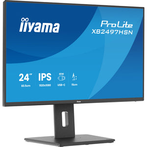 Iiyama prolite xb2497hsn-b1 23.8 monitor (zwart (mat), 100 hz, hdmi, displayport, usb-c, audio, lan)