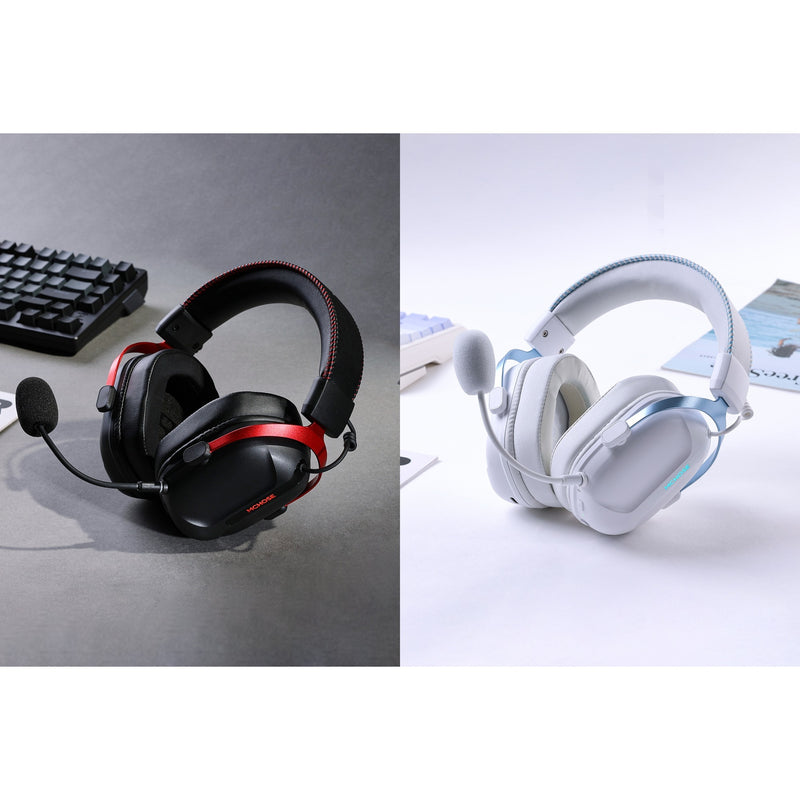 Afbeelding laden in galerijviewer, Mchose s9 pro wireless over-ear gaming headset (zwart rood, pc laptop playstation switch smartphone, 2.4g bluetooth wired type-c )
