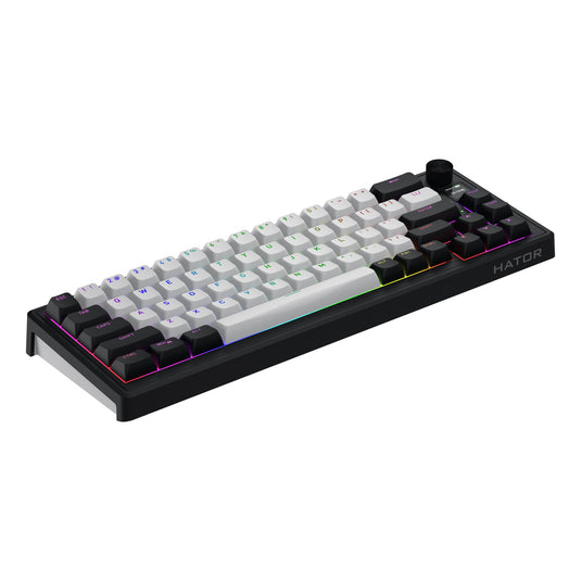 Hator skyfall mag ultima 8k wireless rgb mechanisch gaming toetsenbord (zwart, us lay-out (qwerty), hator aurum ice, 65%, rgb, double-shot pbt, hot-swap, 2.4ghz | bluetooth | usb-c)