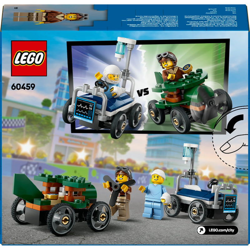 Load image into Gallery viewer, Lego city - raceautopakket: vliegtuig vs. ziekenhuisbed constructiespeelgoed (60459 | zeepkistenraceset)
