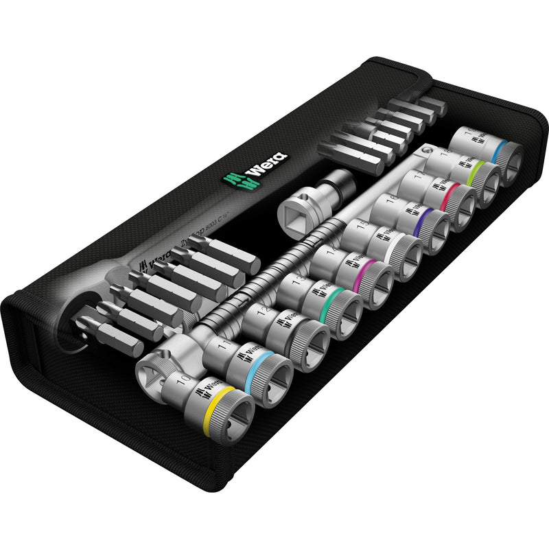 Load image into Gallery viewer, Wera 8100 sc 7 zyklop metal-ratelset met doorsteekvierkant 1 2 aandrijving gereedschapsset ( 28-delig )
