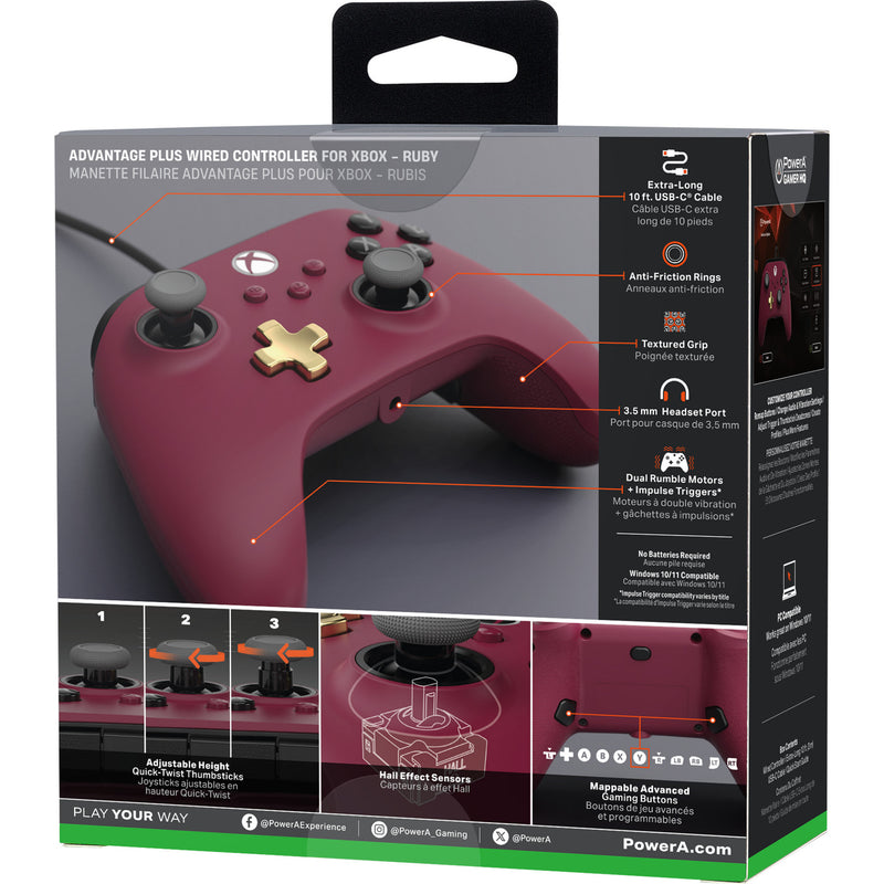 Load image into Gallery viewer, Powera advantage plus bedrade controller voor xbox series x|s - robijn (donkerrood, xbox series x|s, xbox one, pc)
