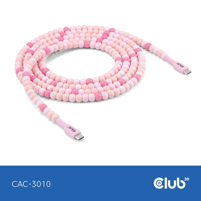 Afbeelding laden in galerijviewer, Club 3d usb-c beaded cable pink, 2 meter kabel (roze)

