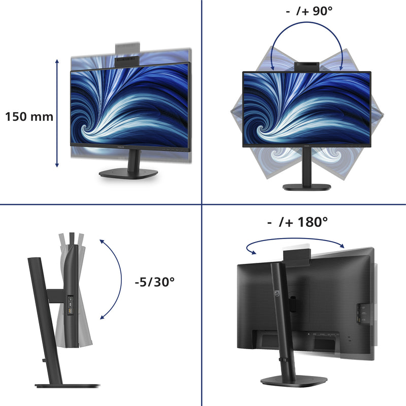 Load image into Gallery viewer, Philips 24b2n3200jh 00 23.8 monitor (zwart, vga, hdmi, displayport, usb-c, webcam, 120 hz)
