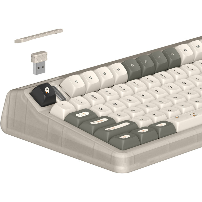 Load image into Gallery viewer, Iqunix og80 hitchhiker wireless mechanical keyboard, gaming toetsenbord (grijs wit, us lay-out, cherry mx silent red, rgb leds, 80% (tkl), hot-swappable, pbt, 2.4ghz | bluetooth 5.1 | usb-c)
