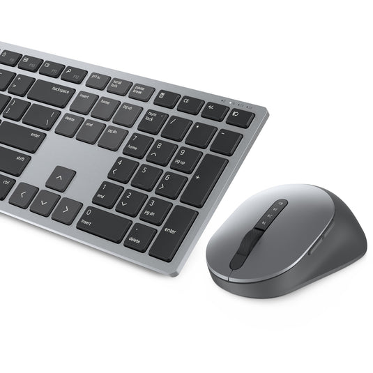 Dell premier multi-device draadloos toetsenbord en draadloze muis - km7321w desktopset (grijs, us lay-out (qwerty), 100%, bluetooth 5.0, dpi:1000 - 4000)