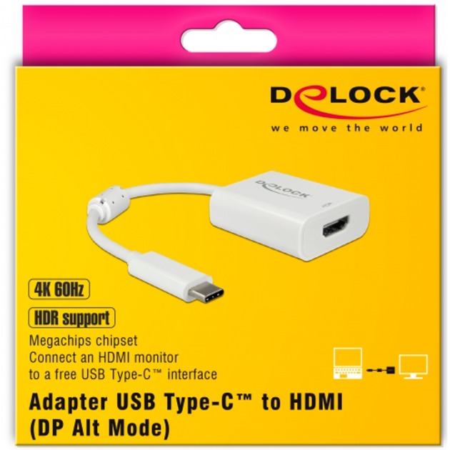 Load image into Gallery viewer, Delock usb-c > hdmi adapter (wit, 0,1 meter, 4k 60hz, hdr)
