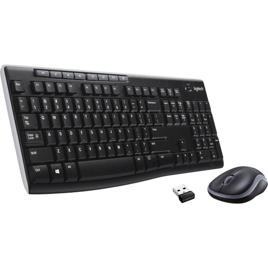 Logitech mk270 draadloze desktopset (zwart, eu lay-out (qwerty), rubberdome)