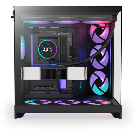 Nzxt h9 flow rgb+ midi tower behuizing (zwart (mat) | 2x usb-a | 1x usb-c | rgb | tempered glass)