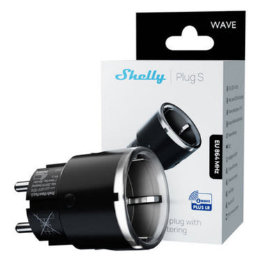 Shelly wave plug s lr (eu) stekkerdoos (zwart, z-wave)