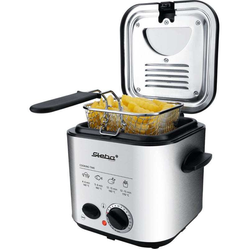 Load image into Gallery viewer, Steba df95f - minifriteuse fondue frituurpan (roestvrij staal zwart, 1,25 liter)
