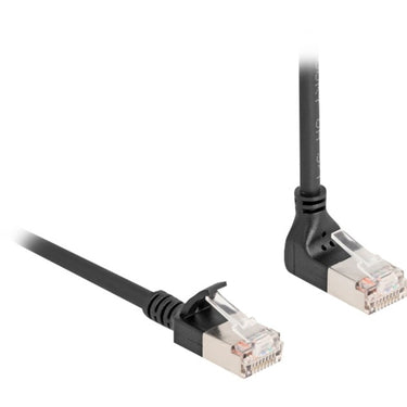 Delock rj45 network cable cat.6a s ftp slim 90° upwards angled straight 1 m kabel (zwart)