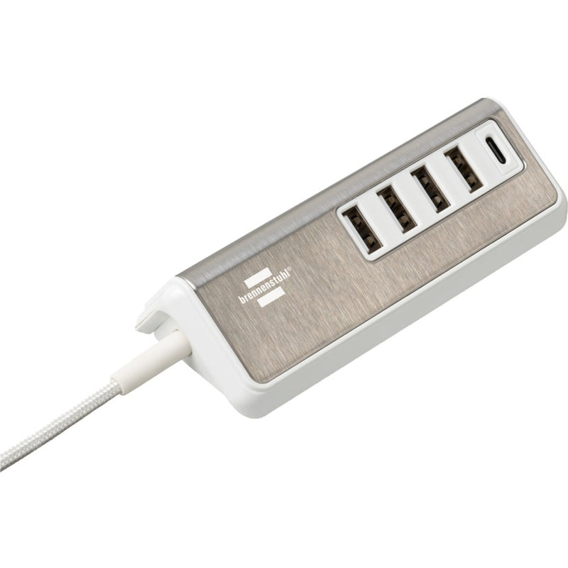 Load image into Gallery viewer, Brennenstuhl estilo meervoudige usb-lader (wit roestvrij staal)
