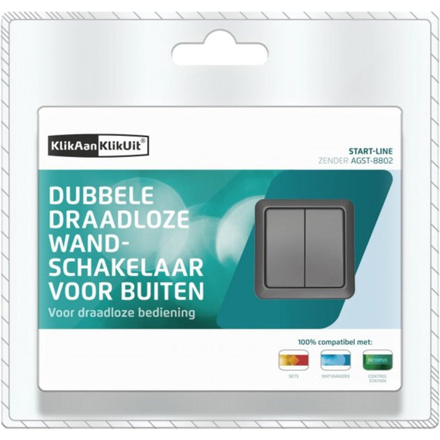 Load image into Gallery viewer, Klikaanklikuit draadloze dubbele wandschakelaar voor buiten knop (grijs)
