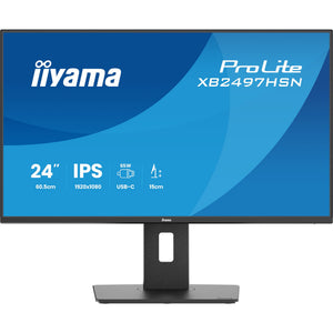 Iiyama prolite xb2497hsn-b1 23.8 monitor (zwart (mat), 100 hz, hdmi, displayport, usb-c, audio, lan)