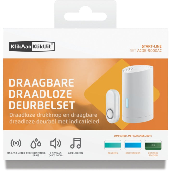 Load image into Gallery viewer, Klikaanklikuit acdb-9000ac mobiele draadloze deurbelset (wit)
