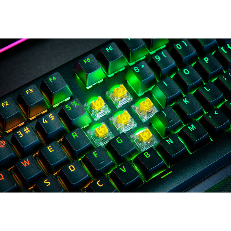 Load image into Gallery viewer, Razer blackwidow v4 pro, gaming toetsenbord (zwart, us lay-out, yellow, rgb leds, doubleshot abs)
